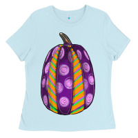 Baby Blue watercolor halloween pumpkin Ladies Tee - RanaPortraitStore