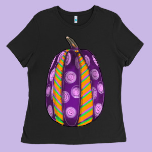 Watercolor Halloween Pumpkin Ladies Tee Designed By Ranaportraitstore