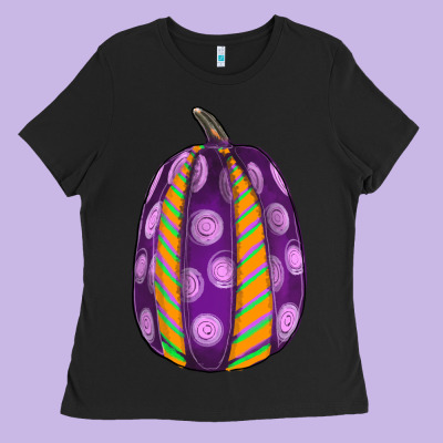 Watercolor Halloween Pumpkin Ladies Tee Designed By Ranaportraitstore