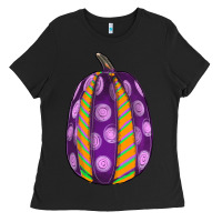 Black watercolor halloween pumpkin Ladies Tee - RanaPortraitStore