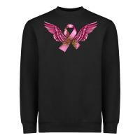 Black Breast Cancer ribbon with angel wings Heavyweight Sweatshirt - FaDigitalArtStudio