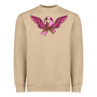 Mushroom Breast Cancer ribbon with angel wings Heavyweight Sweatshirt - FaDigitalArtStudio