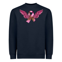 Navy Breast Cancer ribbon with angel wings Heavyweight Sweatshirt - FaDigitalArtStudio