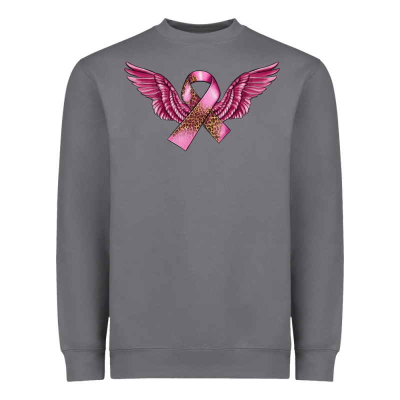 Breast Cancer Ribbon With Angel Wings Heavyweight Sweatshirt by FaDigitalArtStudio | Teevron
