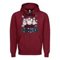 Burgundy Chillin With My Snowmies Zipper Hoodie - FaDigitalArtStudio