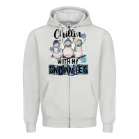 Dove Grey Chillin With My Snowmies Zipper Hoodie - FaDigitalArtStudio