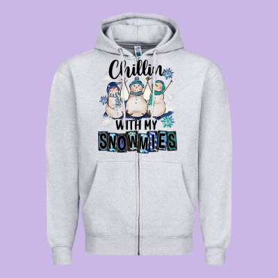 Chillin With My Snowmies Zipper Hoodie Designed By Fadigitalartstudio