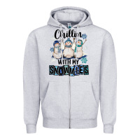 Heather Grey Chillin With My Snowmies Zipper Hoodie - FaDigitalArtStudio