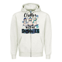 Oatmeal Heather Chillin With My Snowmies Zipper Hoodie - FaDigitalArtStudio