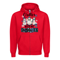 Red Chillin With My Snowmies Zipper Hoodie - FaDigitalArtStudio