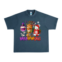 Midnight Navy Happy Hallothanksmas wine glass and coffee Urban Heavy Tee - NancyCooperArtShop