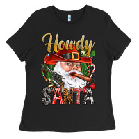 Black Howdy Santa Ladies Tee - BundleAndBundleShop