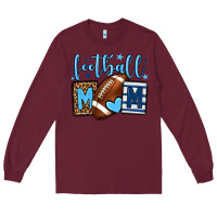 Burgundy Football mom blue team color Long Sleeve Tee - HowdyJamesFarm
