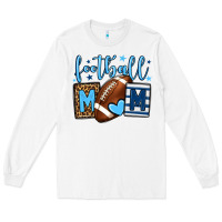 White Football mom blue team color Long Sleeve Tee - HowdyJamesFarm