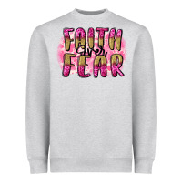 Heather Grey Faith over fear  Breast Cancer Awareness Heavyweight Sweatshirt - FaDigitalArtStudio