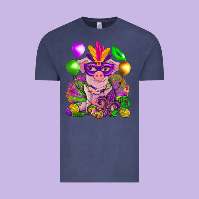 Mardi Gras Pig Vintage Tee Designed By Nancycooperartshop