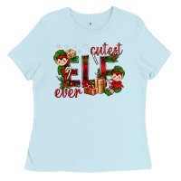 Baby Blue Cutest Elf Ever Christmas Ladies Tee - BundleAndBundleShop