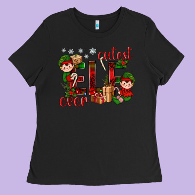 Cutest Elf Ever Christmas Ladies Tee Designed By Bundleandbundleshop