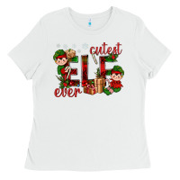 White Cutest Elf Ever Christmas Ladies Tee - BundleAndBundleShop