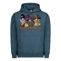 Pigment Midnight Navy happy halloween  gnomies Urban Hoodie - BarkalooDesign