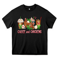 Black chicken   coffee cups Heavy Core Tee - MaliasSmallBusiness
