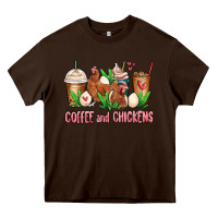 Chocolate Brown chicken   coffee cups Heavy Core Tee - MaliasSmallBusiness