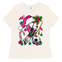 Bone Pink Christmas Breast Cancer Ribbon Soccer Ladies Tee - BundleAndBundleShop