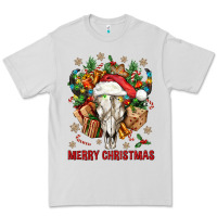 Dove Grey Merry Christmas With Bull skull Premium Tee - BundleAndBundleShop