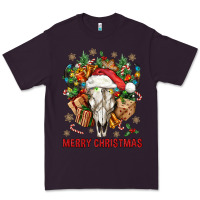 Plum Merry Christmas With Bull skull Premium Tee - BundleAndBundleShop