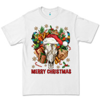 White Merry Christmas With Bull skull Premium Tee - BundleAndBundleShop