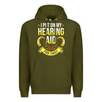 Army Green hearing aid gift funny deaf awareness t shirt Premium Hoodie - tuanDangUi