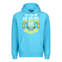 Ocean Blue hearing aid gift funny deaf awareness t shirt Premium Hoodie - tuanDangUi