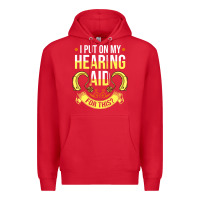 Red hearing aid gift funny deaf awareness t shirt Premium Hoodie - tuanDangUi