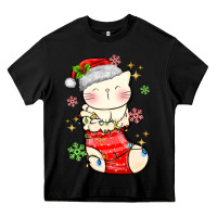 Black christmas cat in Heavy Core Tee - MaliasSmallBusiness