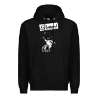 Black retro man postcard records Premium Hoodie - tuanDangUi