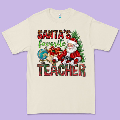 Santa's Favorite Teacher Premium Tee Designed By Bundleandbundleshop