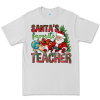 Dove Grey Santa's Favorite Teacher Premium Tee - BundleAndBundleShop