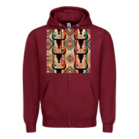 Burgundy native american aztec seamless pattern 4 Zipper Hoodie - BundleAndBundleShop