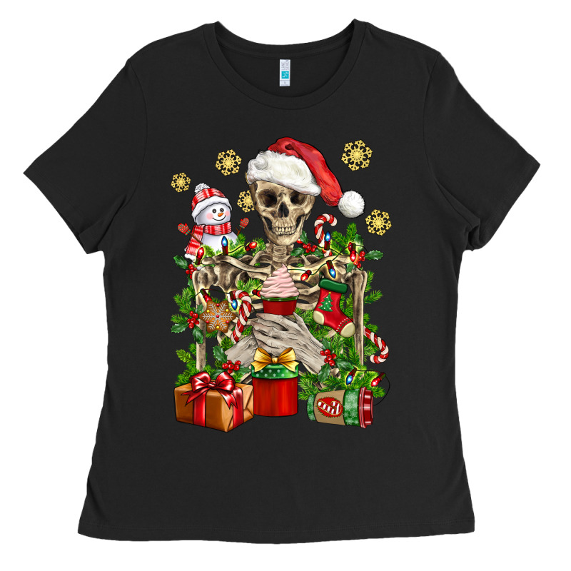 Skeleton Christmas Element Snowman Awda Ladies Tee by BundleAndBundleShop | Teevron