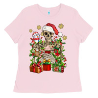 Bubblegum Pink Skeleton Christmas Element Snowman Awda Ladies Tee - BundleAndBundleShop