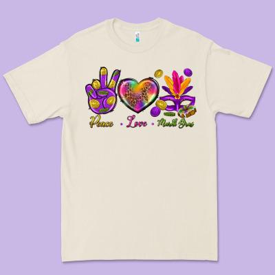 Peace Love Mardi Gras Premium Tee Designed By Bundleandbundleshop