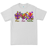 Dove Grey Peace Love Mardi Gras Premium Tee - BundleAndBundleShop
