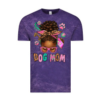 Cloud Purple Afro Messy Bun Dog Mom Vintage Tee - texasbilliewilder