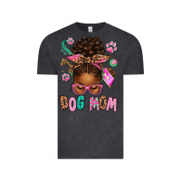 Vintage Black Afro Messy Bun Dog Mom Vintage Tee - texasbilliewilder