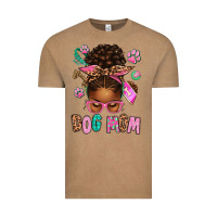 Vintage Coffee Afro Messy Bun Dog Mom Vintage Tee - texasbilliewilder
