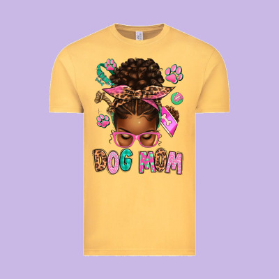 Afro Messy Bun Dog Mom Vintage Tee Designed By Texasbilliewilder