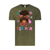 Vintage Olive Afro Messy Bun Dog Mom Vintage Tee - texasbilliewilder