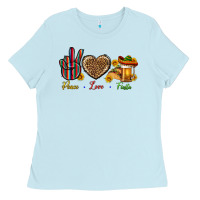 Baby Blue Peace Love Fiesta Ladies Tee - BundleAndBundleShop