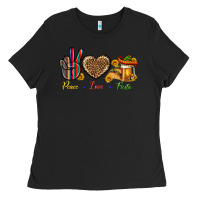 Black Peace Love Fiesta Ladies Tee - BundleAndBundleShop
