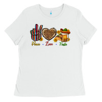 White Peace Love Fiesta Ladies Tee - BundleAndBundleShop